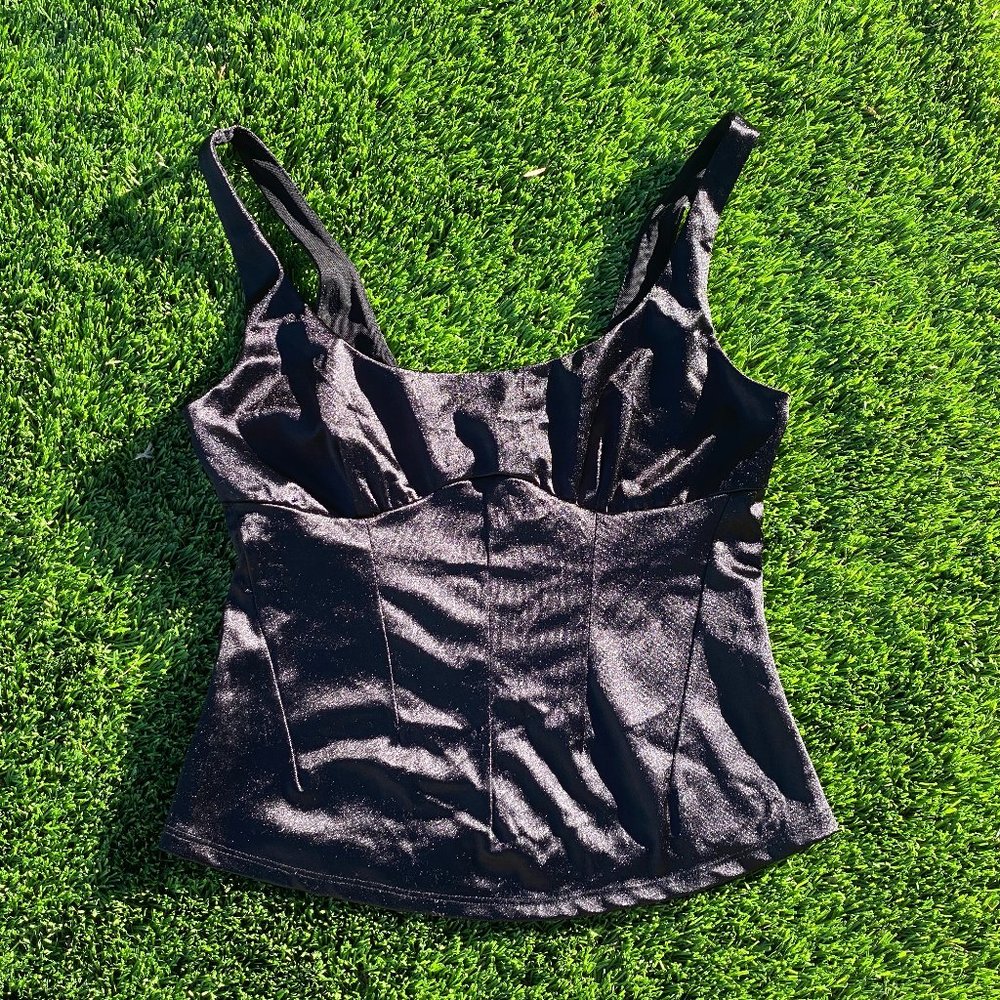 Black Satin Corset Top Size Medium
